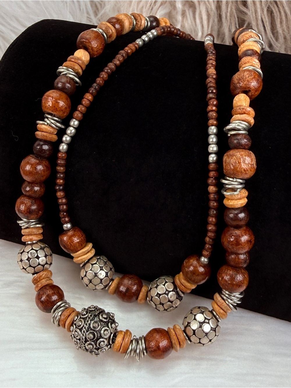 Bohemian chic, double strand costume necklace